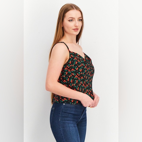 Forever 21 Cherries Cowl Drape Strappy Blouse - Picture 2 of 8